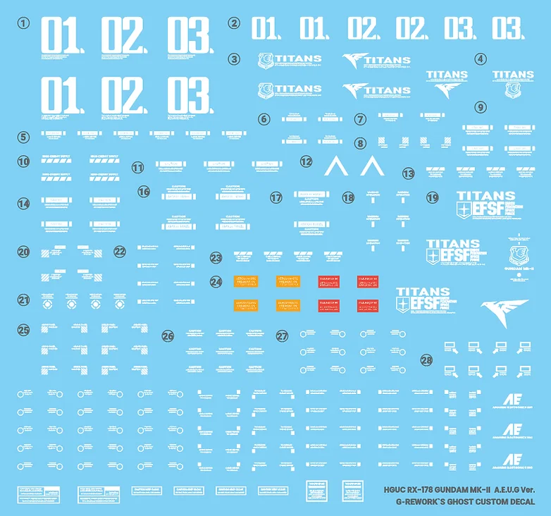 G-REWORK - [HG] RX-178 Gundam Mk-II [Titans] Water Decal