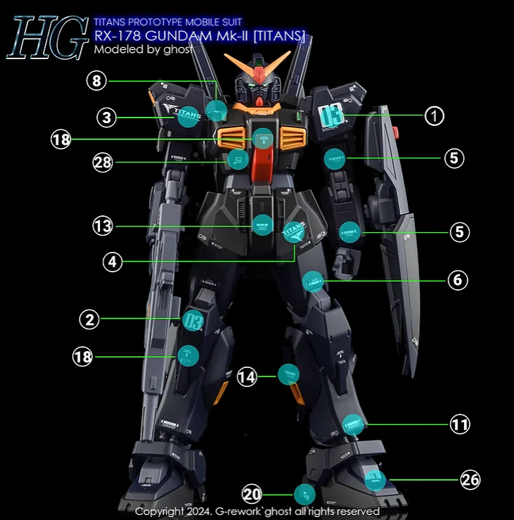 G-REWORK - [HG] RX-178 Gundam Mk-II [Titans] Water Decal