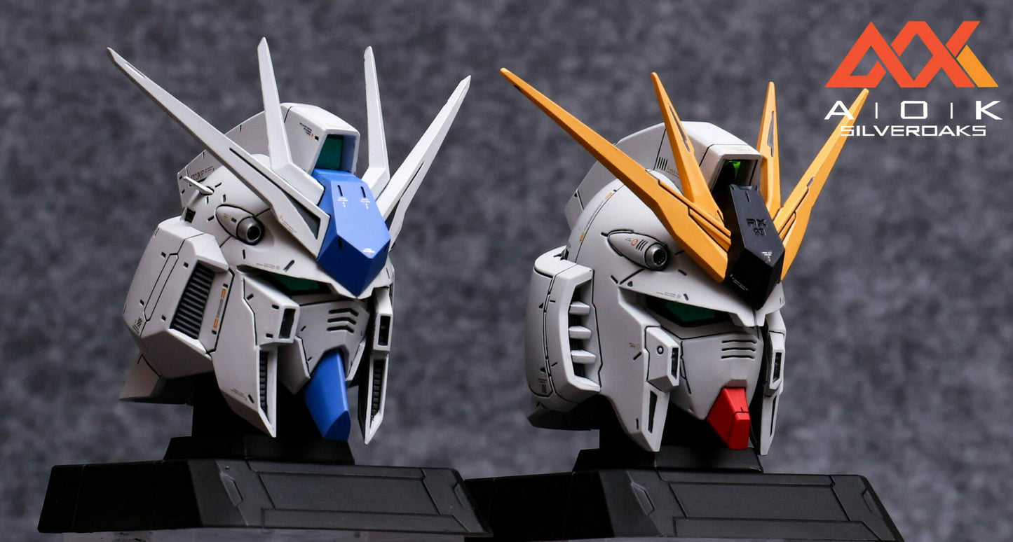 AOK # 06 1/35 Hi-V and Nu Gundam Headbusts Full Resin Kit Combo [INCLUDE LED]