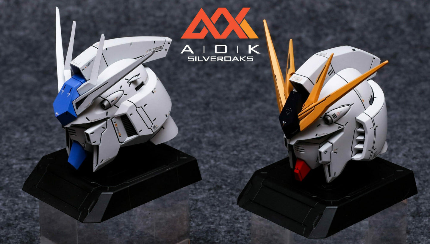 AOK # 06 1/35 Hi-V and Nu Gundam Headbusts Full Resin Kit Combo [INCLUDE LED]