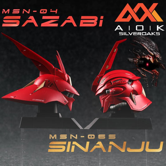 AOK #07 1/35 Sazabi + Sinanju  +  Sinanju damage Headbusts Full Resin Kit Combo [INCLUDE LED]