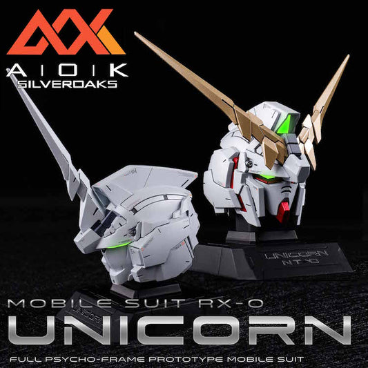 AOK #08 1/35 Unicorn Gundam Unicorn and Destroy Mode Headbusts Full Resin Kit Combo [INCLUDE LED]