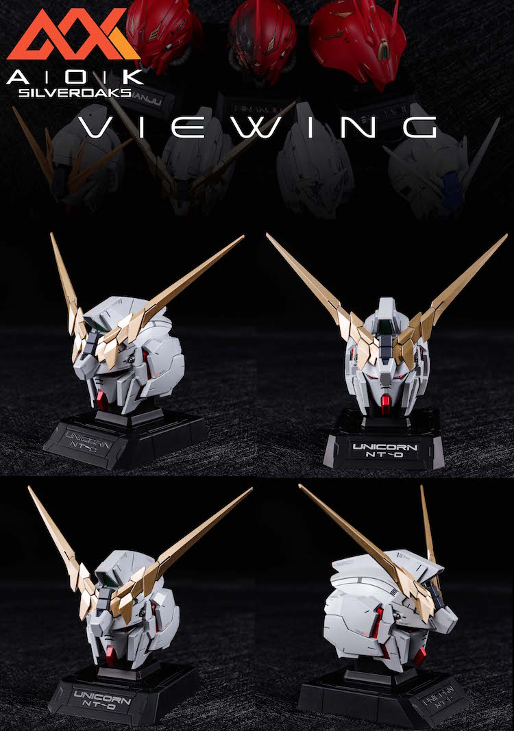 AOK #08 1/35 Unicorn Gundam Unicorn and Destroy Mode Headbusts Full Resin Kit Combo [INCLUDE LED]