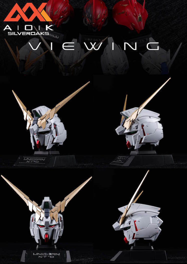 AOK #08 1/35 Unicorn Gundam Unicorn and Destroy Mode Headbusts Full Resin Kit Combo [INCLUDE LED]