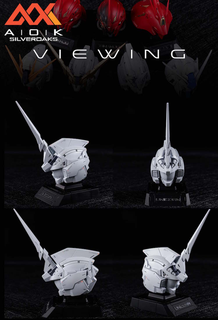 AOK #08 1/35 Unicorn Gundam Unicorn and Destroy Mode Headbusts Full Resin Kit Combo [INCLUDE LED]
