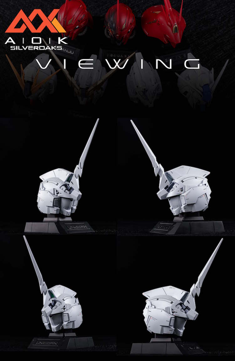 AOK #08 1/35 Unicorn Gundam Unicorn and Destroy Mode Headbusts Full Resin Kit Combo [INCLUDE LED]
