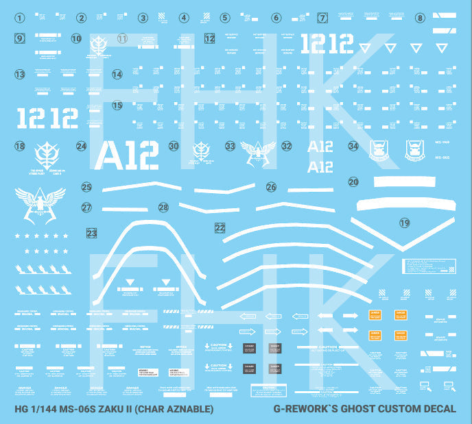 G-REWORK - [HG] ORIGIN MS-06S ZAKUII (CHAR AZNABLE) Water Decal