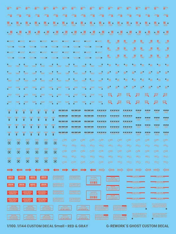 G-REWORK - 1/144, 1/100 Custom Caution Decal (Red / Gray)