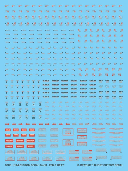 G-REWORK - 1/144, 1/100 Custom Caution Decal (Red / Gray)