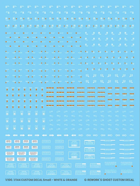 G-REWORK - 1/144, 1/100 Custom Caution Decal (White / Orange)