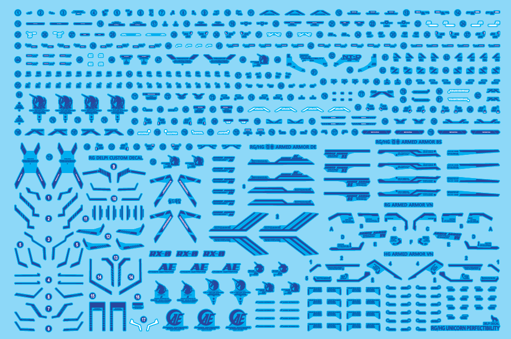 RG HG UNICORN PERFECTIBILITY HOLOGRAM WATER DECAL (Normal or Blue)