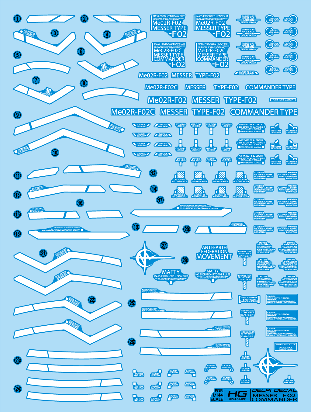 HG MESSER F02 COMMANDER TYPE WATER DECAL