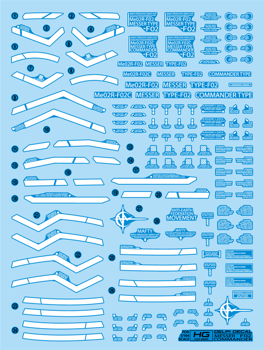 HG MESSER F02 COMMANDER TYPE WATER DECAL