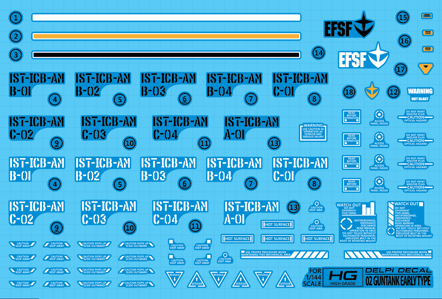 HG The Origin 02 GUNTANK EARLY TYPE WATER DECAL