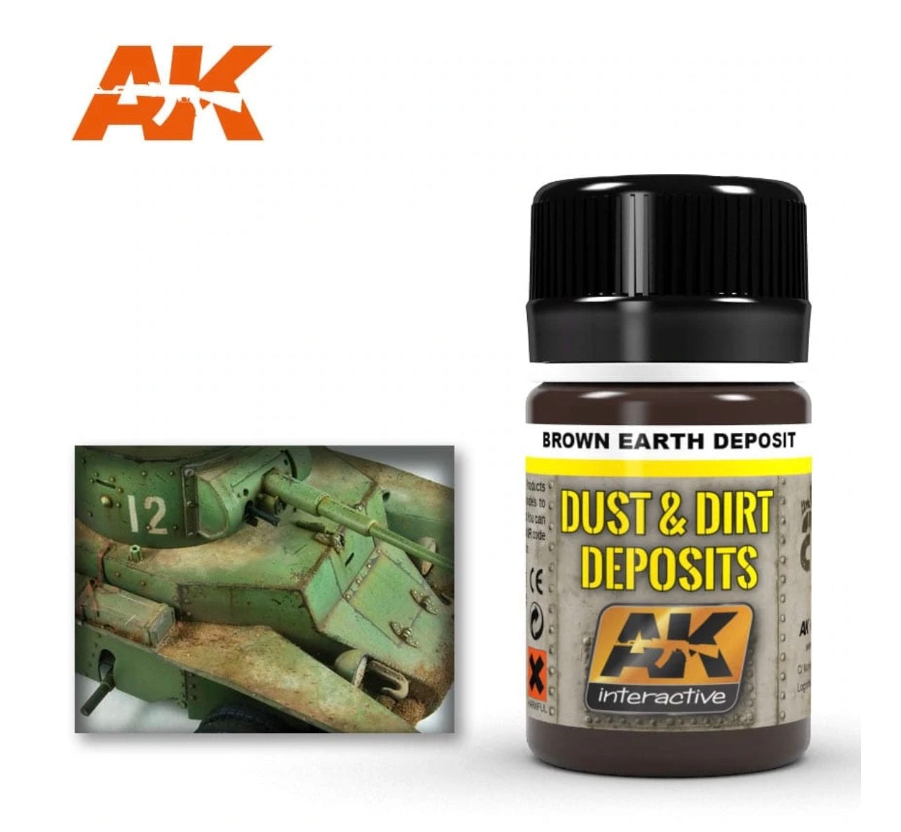 AK Interactive Dust & Dirt Deposit Brown Earth Enamel Paint 35ml Bottle