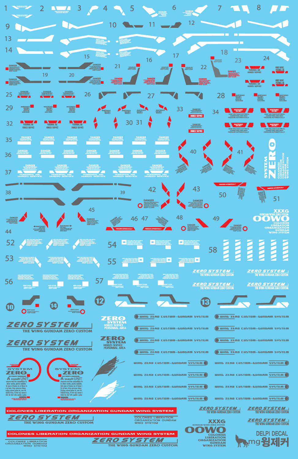 MG Wing Gundam Zero Custom(HOLOGRAM) WATER DECAL