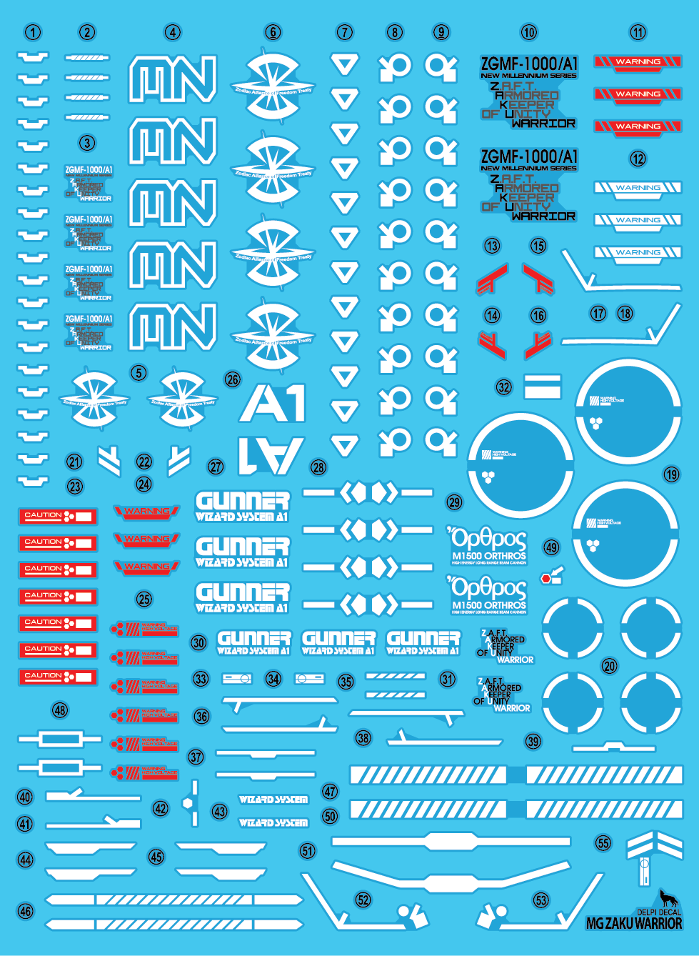 MG GUNNER ZAKU WARRIOR [LUNAMARIA] WATER DECAL