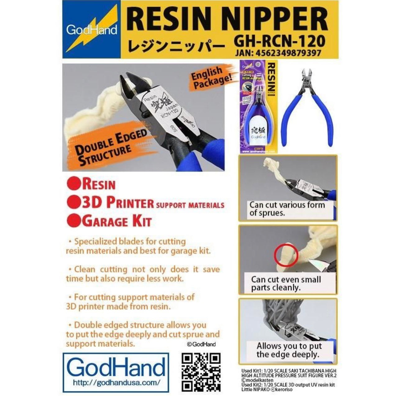 GodHand RCN-120 3D Printer Resin & GK Model Kit Hobby Nipper