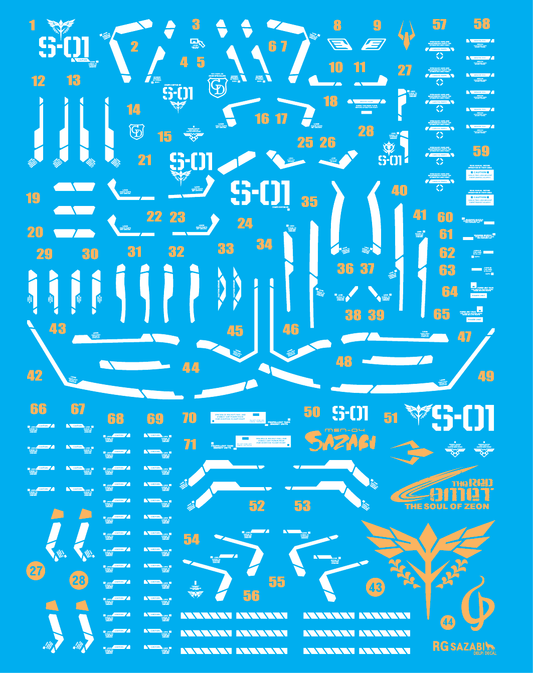 RG SAZABI White & Gold part HOLO WATER DECAL