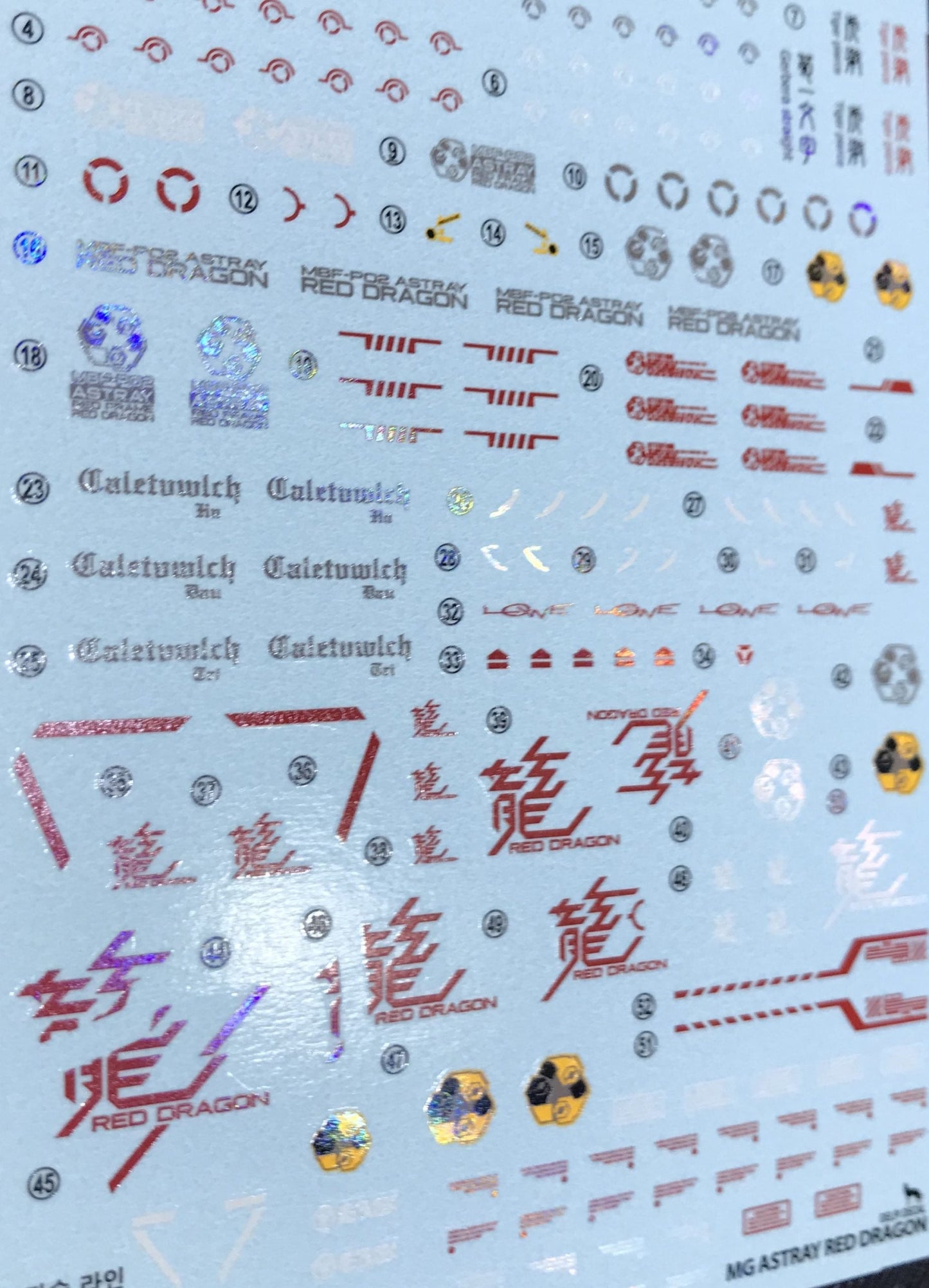 MG RED DRAGON HOLO (Poligonal) WATER DECAL