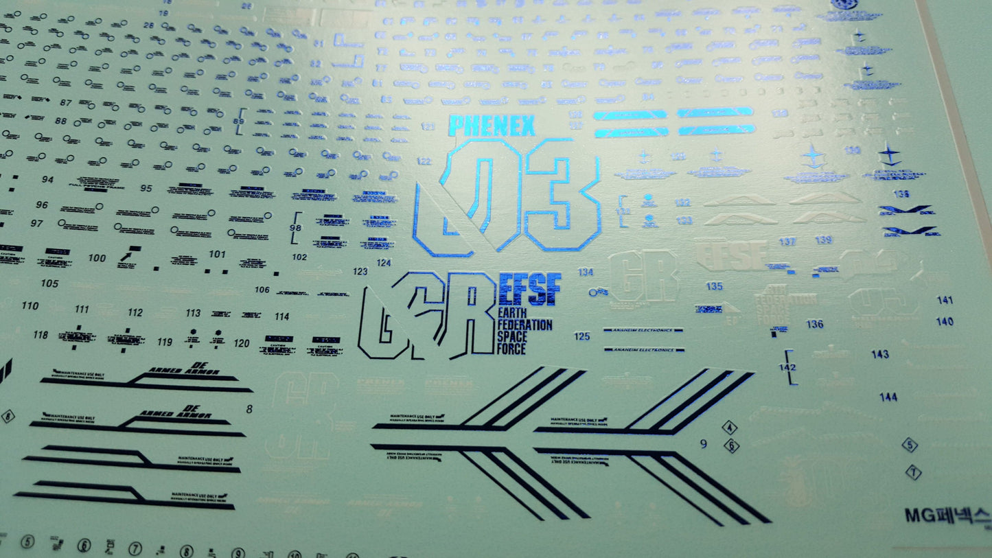 MG PHENEX HOLOGRAM BLUE + WHITE WATER DECAL