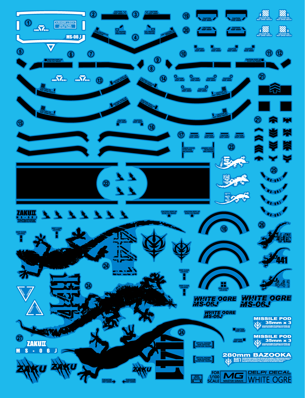 MG WHITE OGRE WATER DECAL