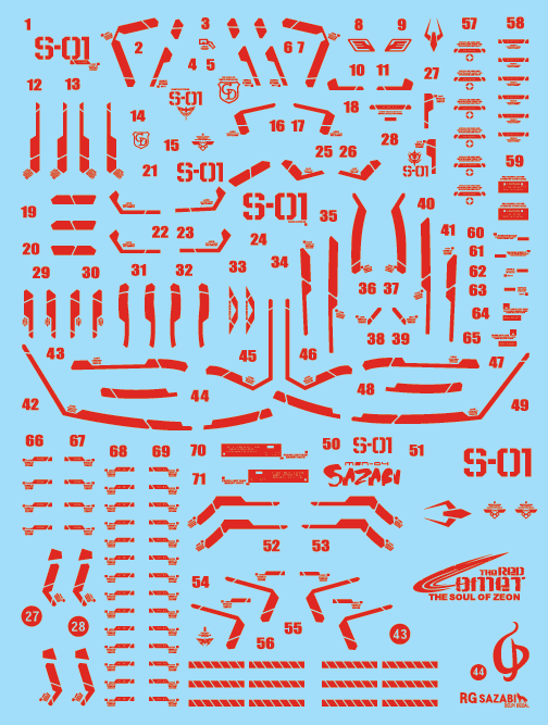 RG SAZABI RED HOLO WATER DECAL