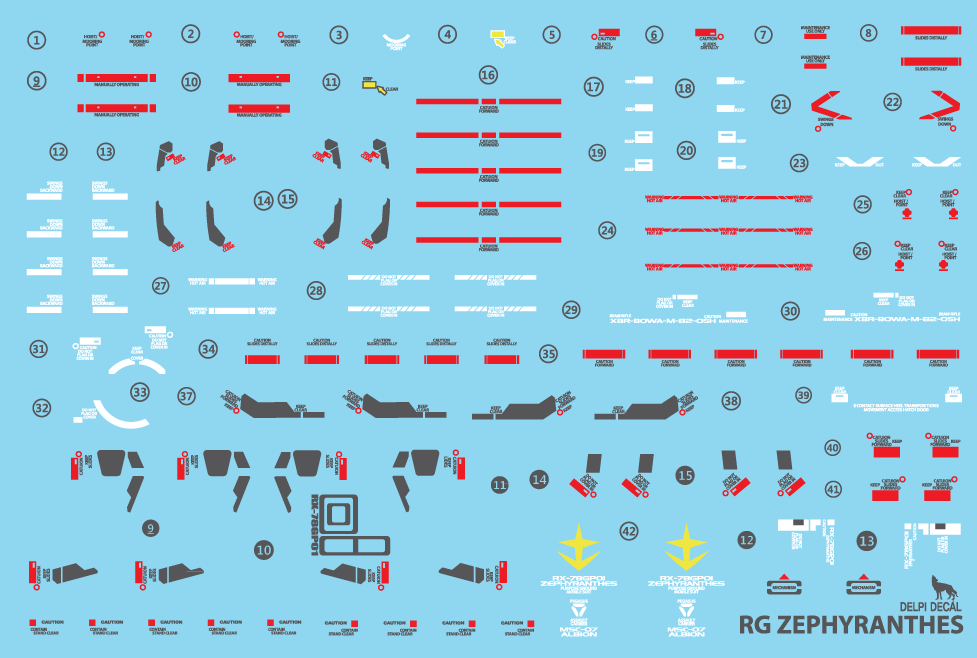 RG RX-78 GP01 Zephyranthes WATER DECAL
